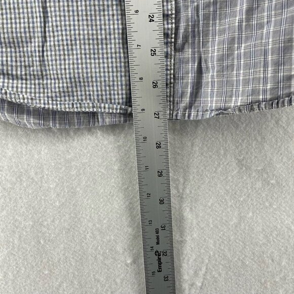 Brilliant Colours by Velour Button Shirt Men’s Sz S Blue Plaid Roll-Tab Pockets - Picture 5 of 12